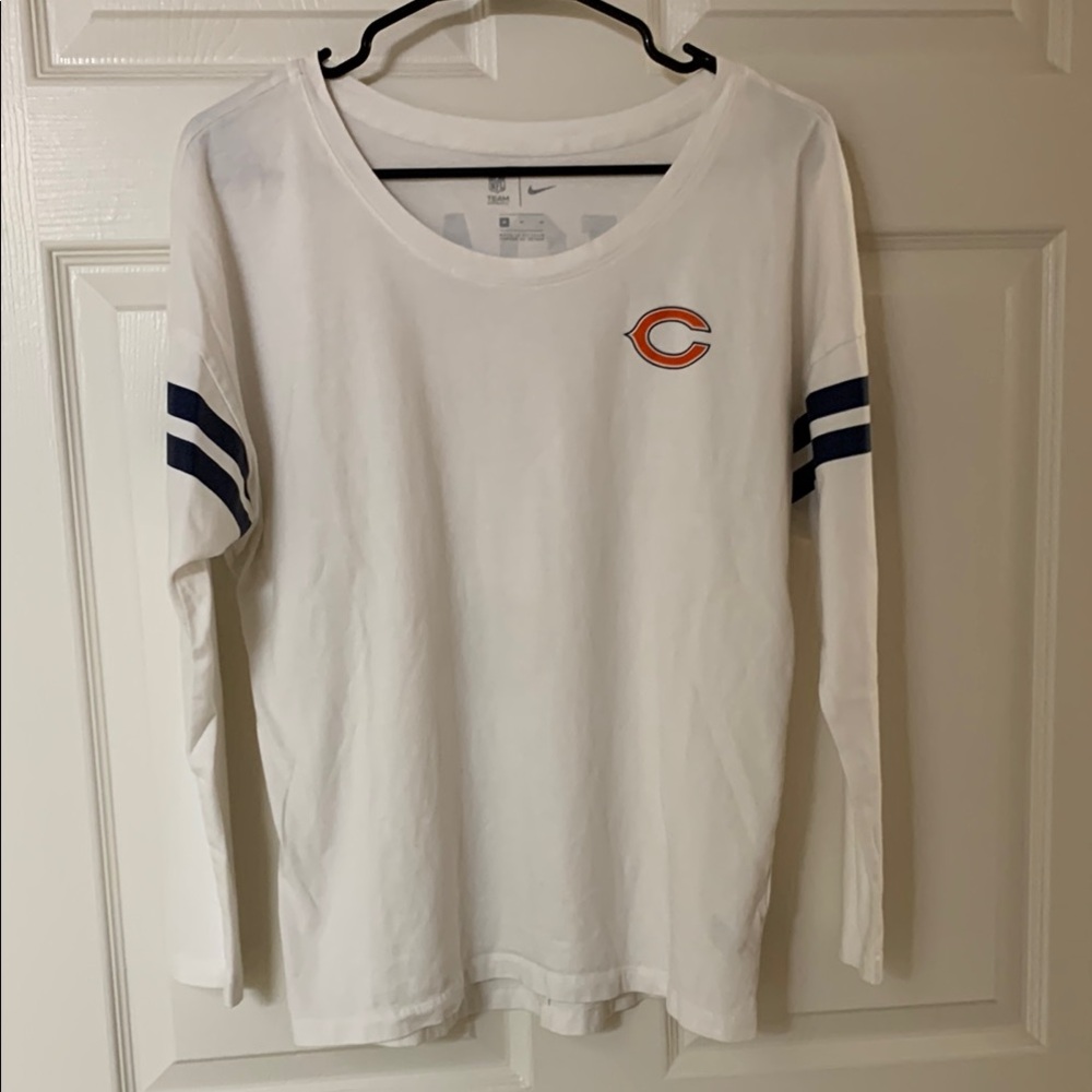 Nike Women’s Chicago Bears White Long Sleeve Shirt with Blue Stripes